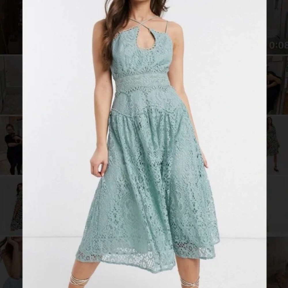ASOS Lace Midi Dress in Light Blue